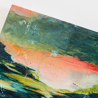 Can You Smell the Rain? I | 11x14 Abstract Landscape Painting on Wood Panel