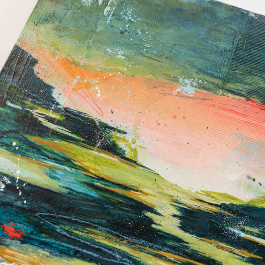 Can You Smell the Rain? I | 11x14 Abstract Landscape Painting on Wood Panel