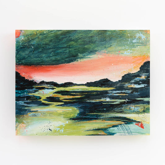 Can You Smell the Rain? II | 11x14 Abstract Landscape Painting on Wood Panel