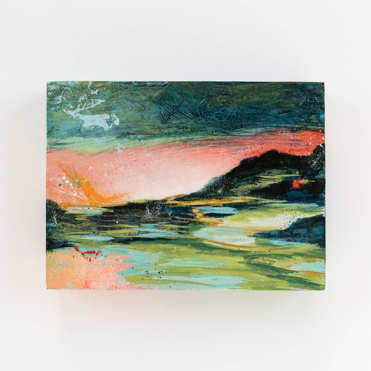 Can You Smell the Rain? III | 6x8 Abstract Landscape Painting on Wood Panel