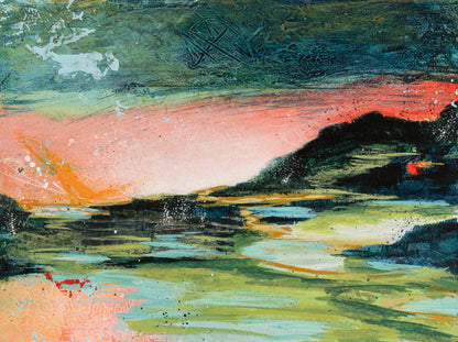Can You Smell the Rain? III | 6x8 Abstract Landscape Painting on Wood Panel