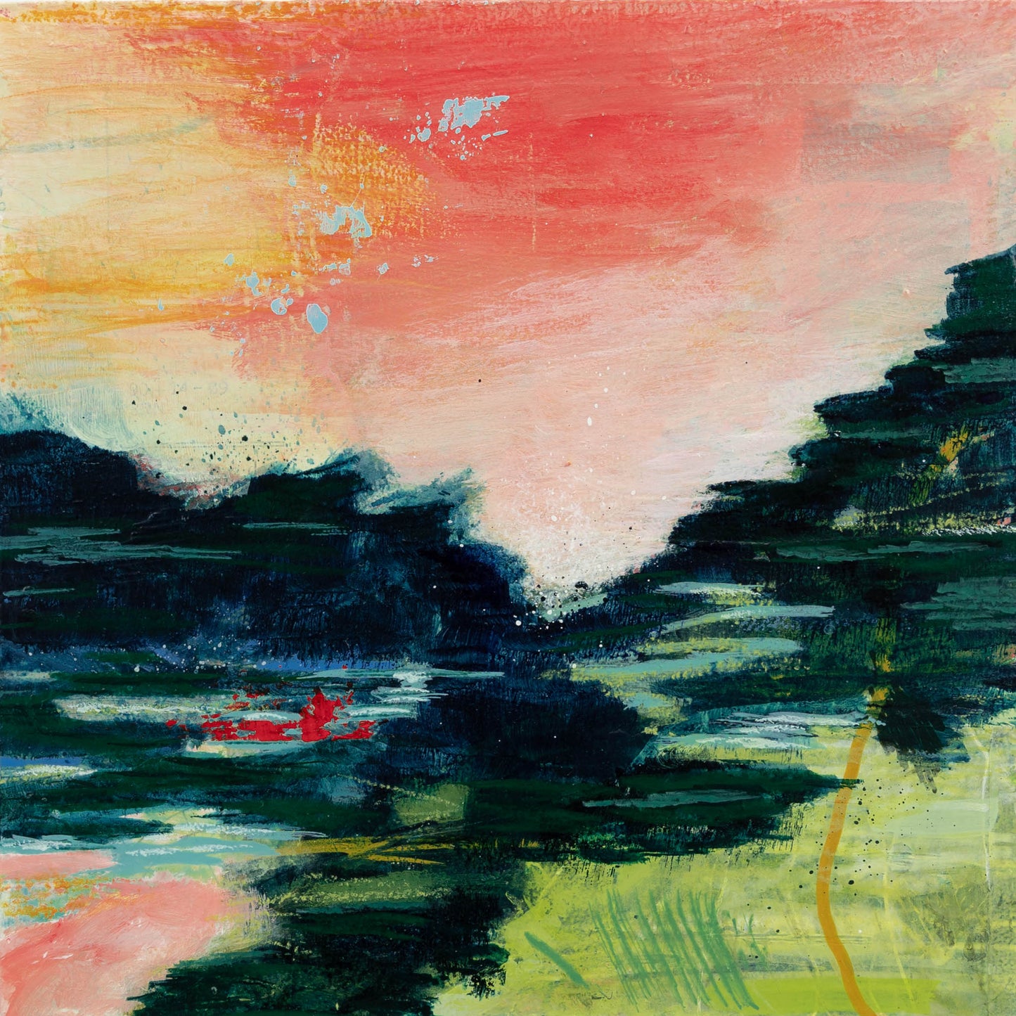 Far From the Road | 6x6 Abstract Painting on Wood Panel