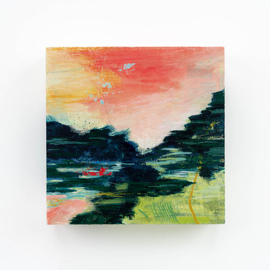 Far From the Road | 6x6 Abstract Painting on Wood Panel