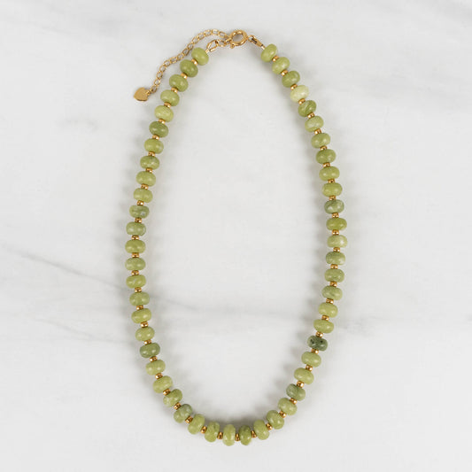 Finn Necklace | Green Jade Chunky Beaded Necklace