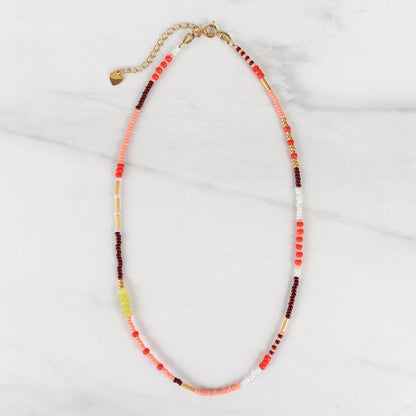 Jade Sunset Necklace | Colorful Seed Bead Necklace