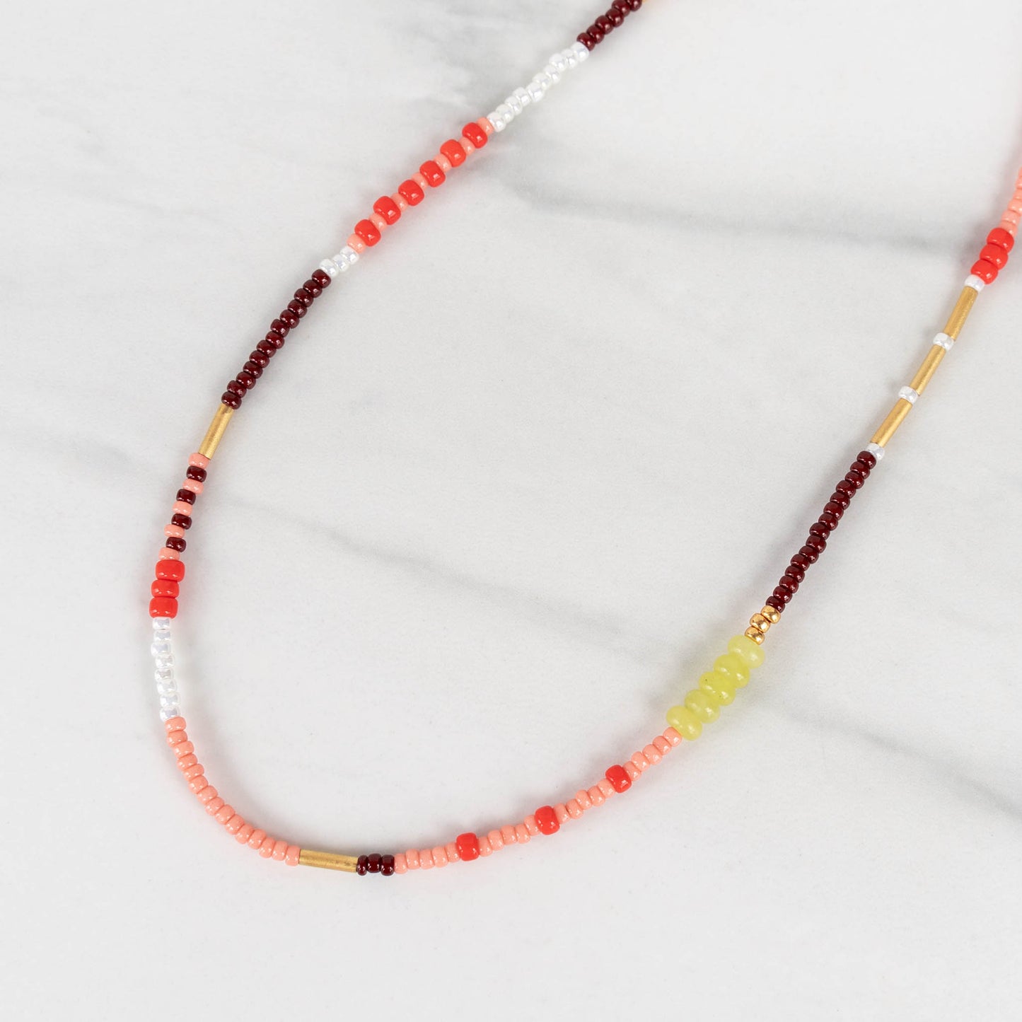 Jade Sunset Necklace | Colorful Seed Bead Necklace
