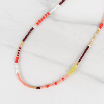 Jade Sunset Necklace | Colorful Seed Bead Necklace