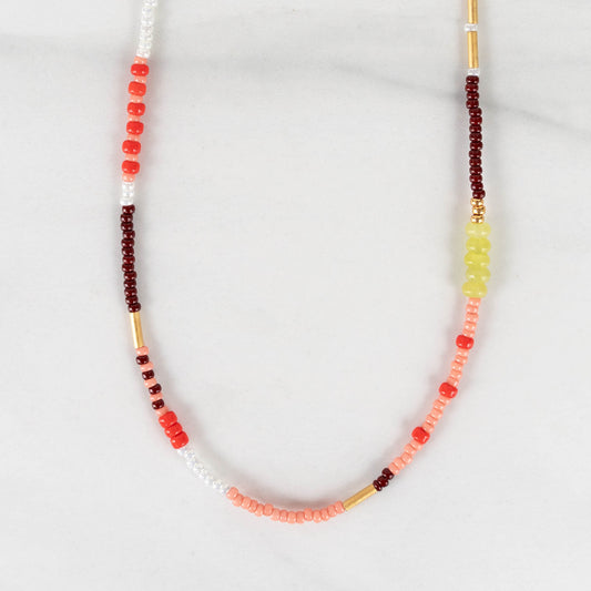 Jade Sunset Necklace | Colorful Seed Bead Necklace