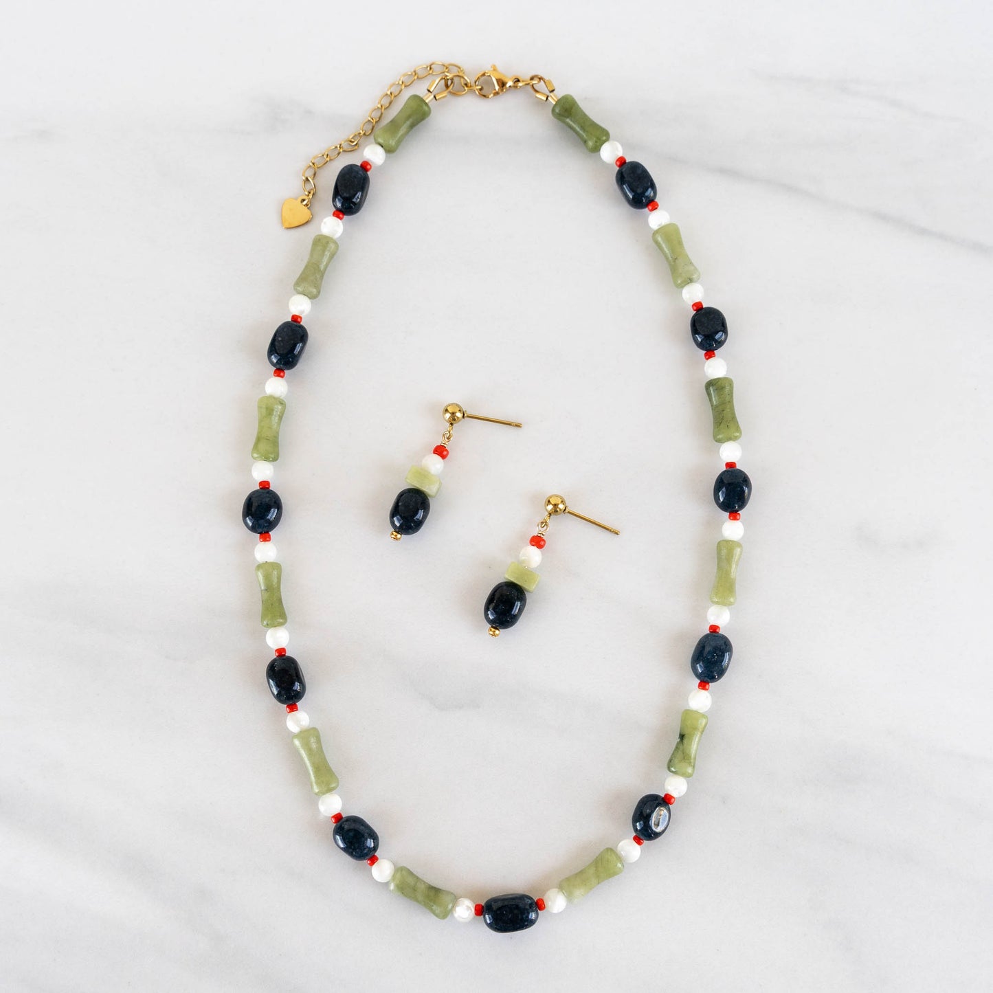 Jasmine Beaded Jewelry Set | Matching Necklace & Earrings