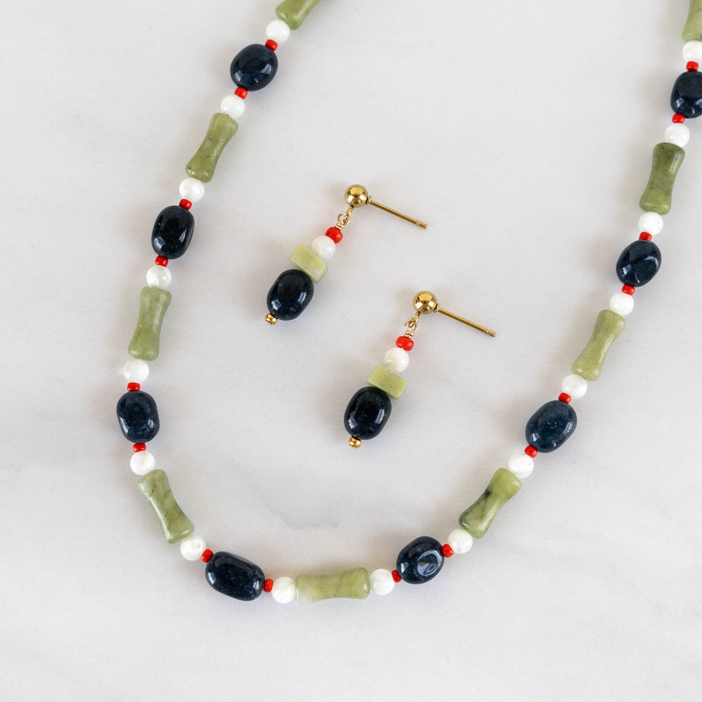 Jasmine Beaded Jewelry Set | Matching Necklace & Earrings