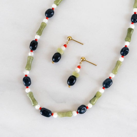 Jasmine Beaded Jewelry Set | Matching Necklace & Earrings