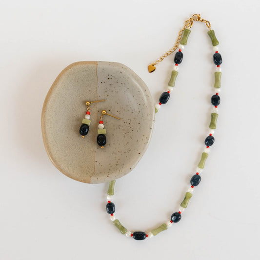 Jasmine Beaded Jewelry Set | Matching Necklace & Earrings