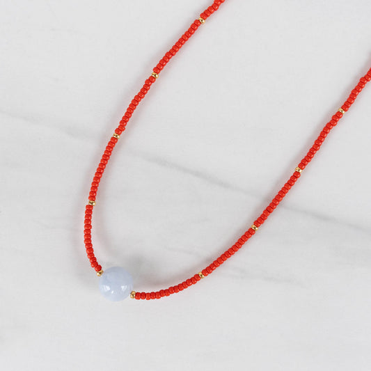 Kit Necklace | Red Seed Bead Necklace