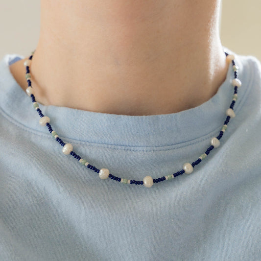 Lark Necklace | Pearl and Glass Seed Bead Necklace