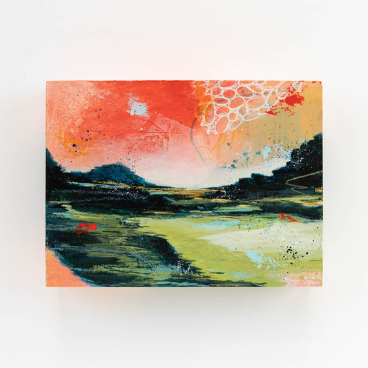 Late Summer Sky | 6x8 Abstract Landscape Painting on Wood Panel