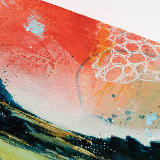 Late Summer Sky | 6x8 Abstract Landscape Painting on Wood Panel