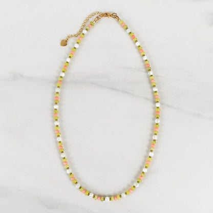 Lili Necklace | Mother of Pearl & Gemstone Beaded Necklace