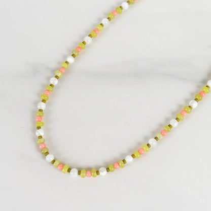 Lili Necklace | Mother of Pearl & Gemstone Beaded Necklace