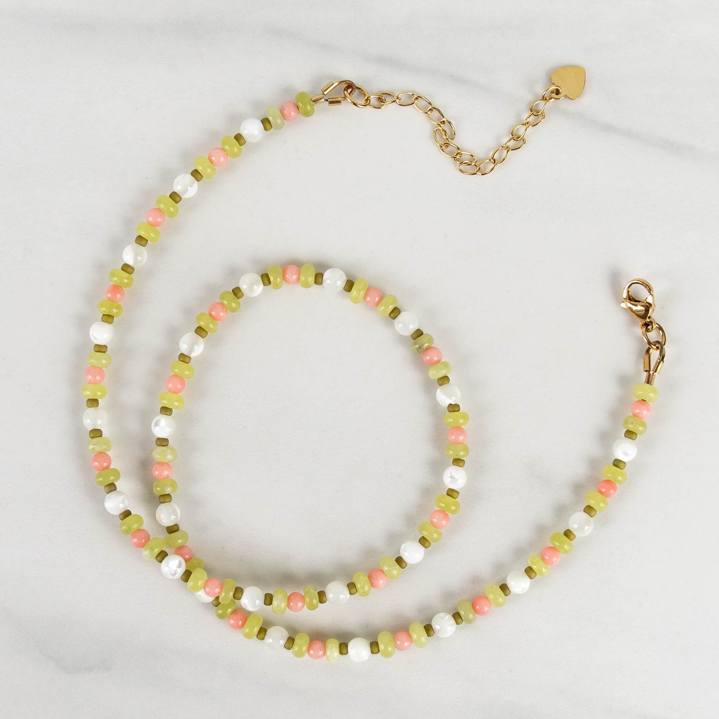 Lili Necklace | Mother of Pearl & Gemstone Beaded Necklace