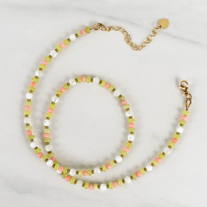 Lili Necklace | Mother of Pearl & Gemstone Beaded Necklace