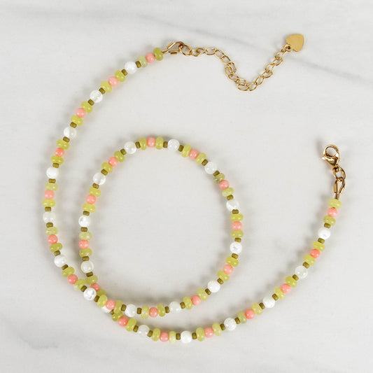 Lili Necklace | Mother of Pearl & Gemstone Beaded Necklace