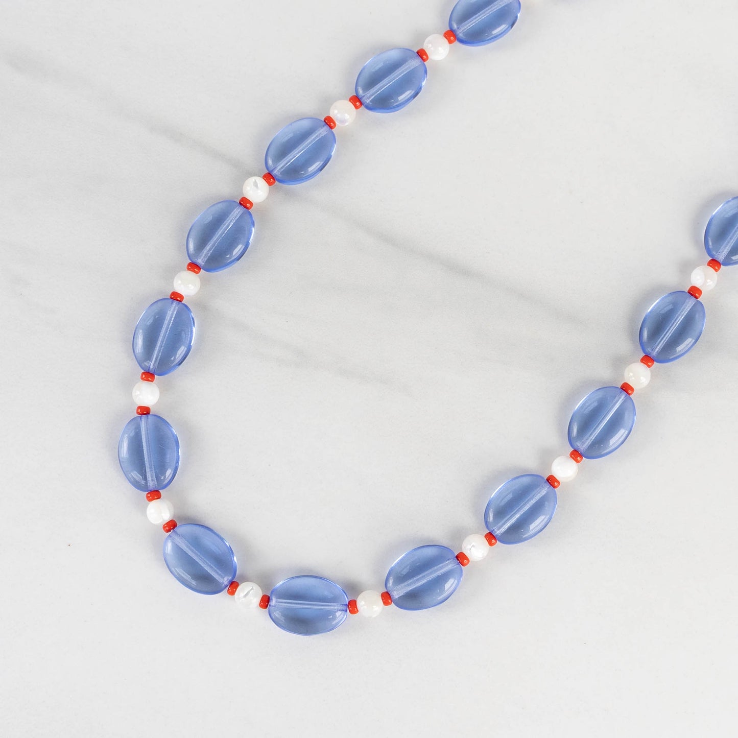 Marie Necklace | Blue & Red Beaded Necklace