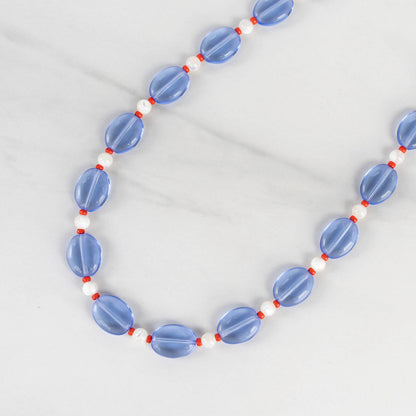 Marie Necklace | Blue & Red Beaded Necklace