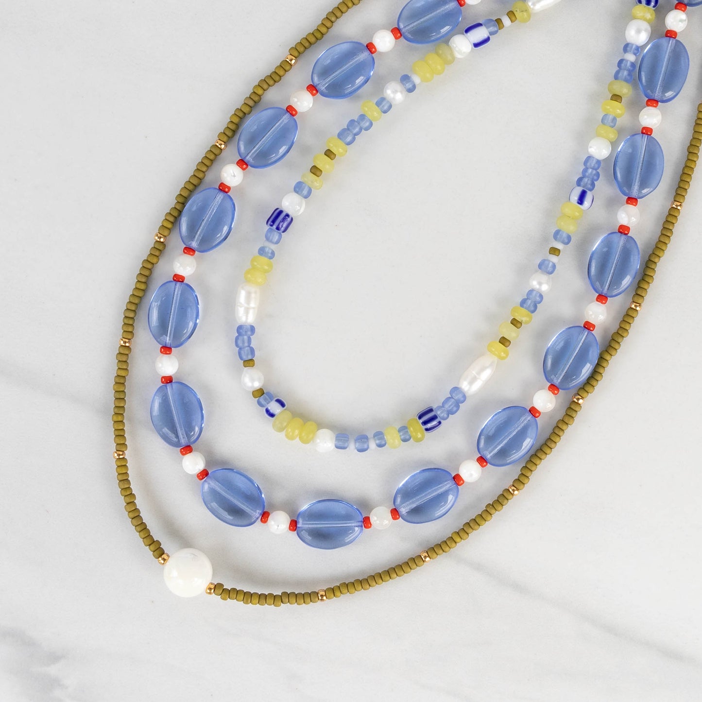 Ocean Necklace | Blue & Green Beaded Pearl Necklace
