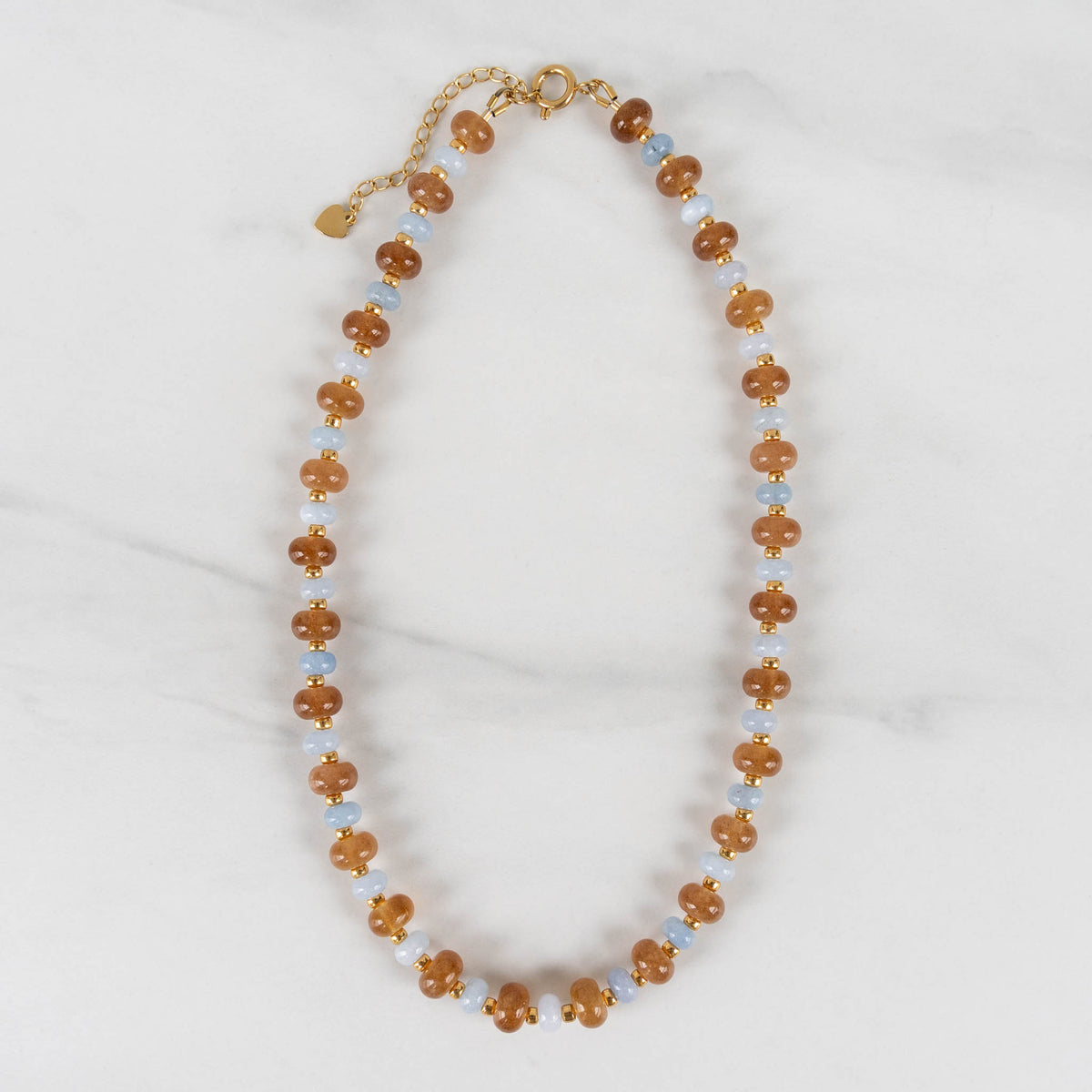 Oak Necklace | Blue & Brown Chunky Beaded Necklace