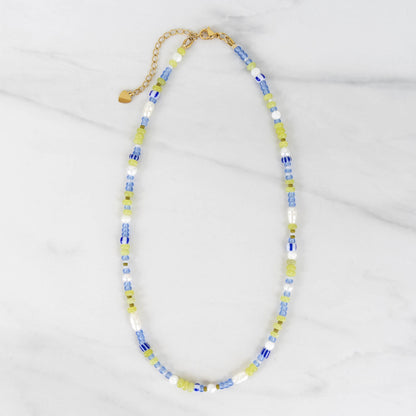 Ocean Necklace | Blue & Green Beaded Pearl Necklace