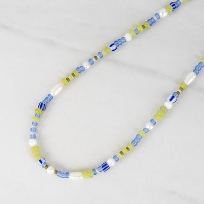 Ocean Necklace | Blue & Green Beaded Pearl Necklace