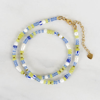 Ocean Necklace | Blue & Green Beaded Pearl Necklace