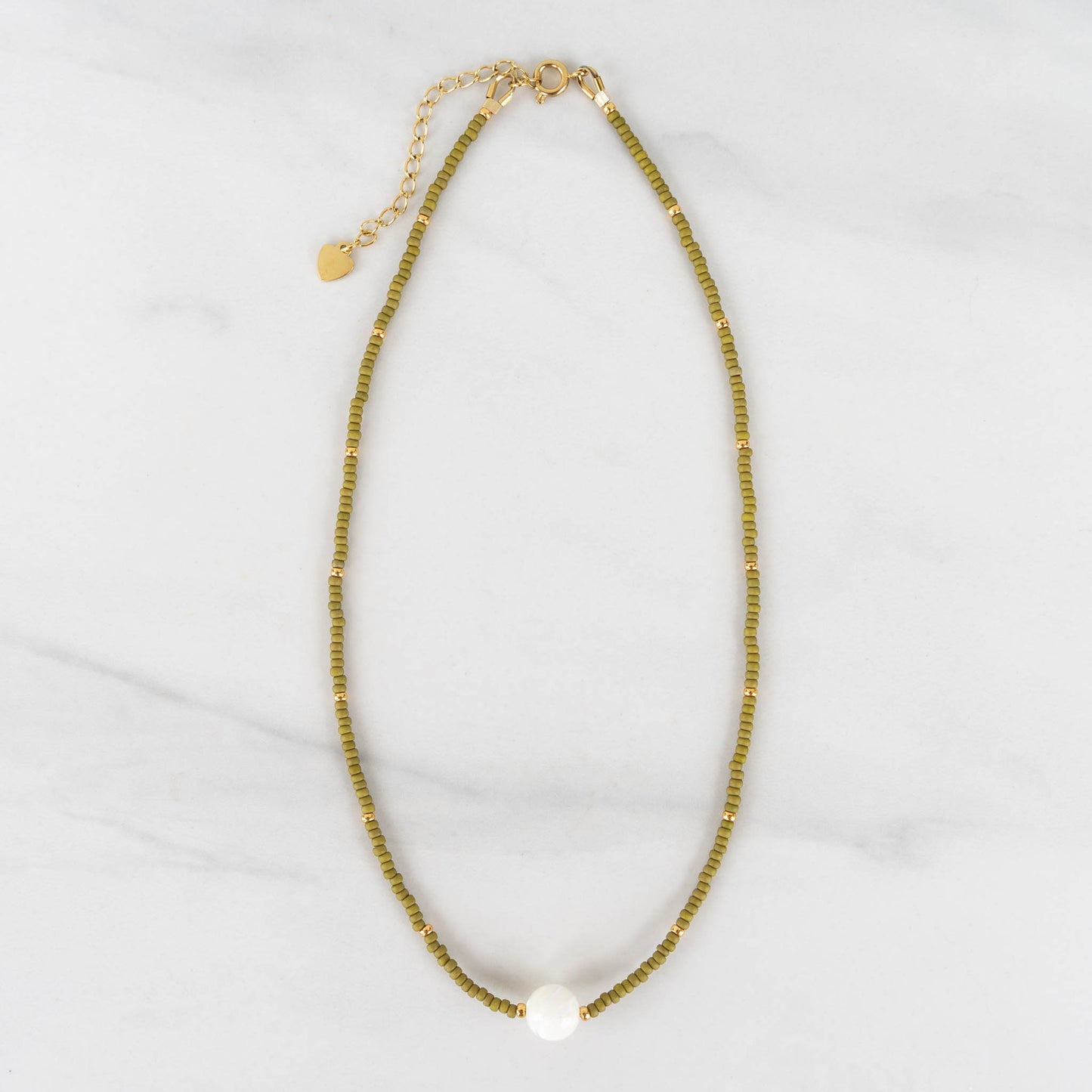 Olive Necklace | Delicate Seed Bead and Pearl Necklace