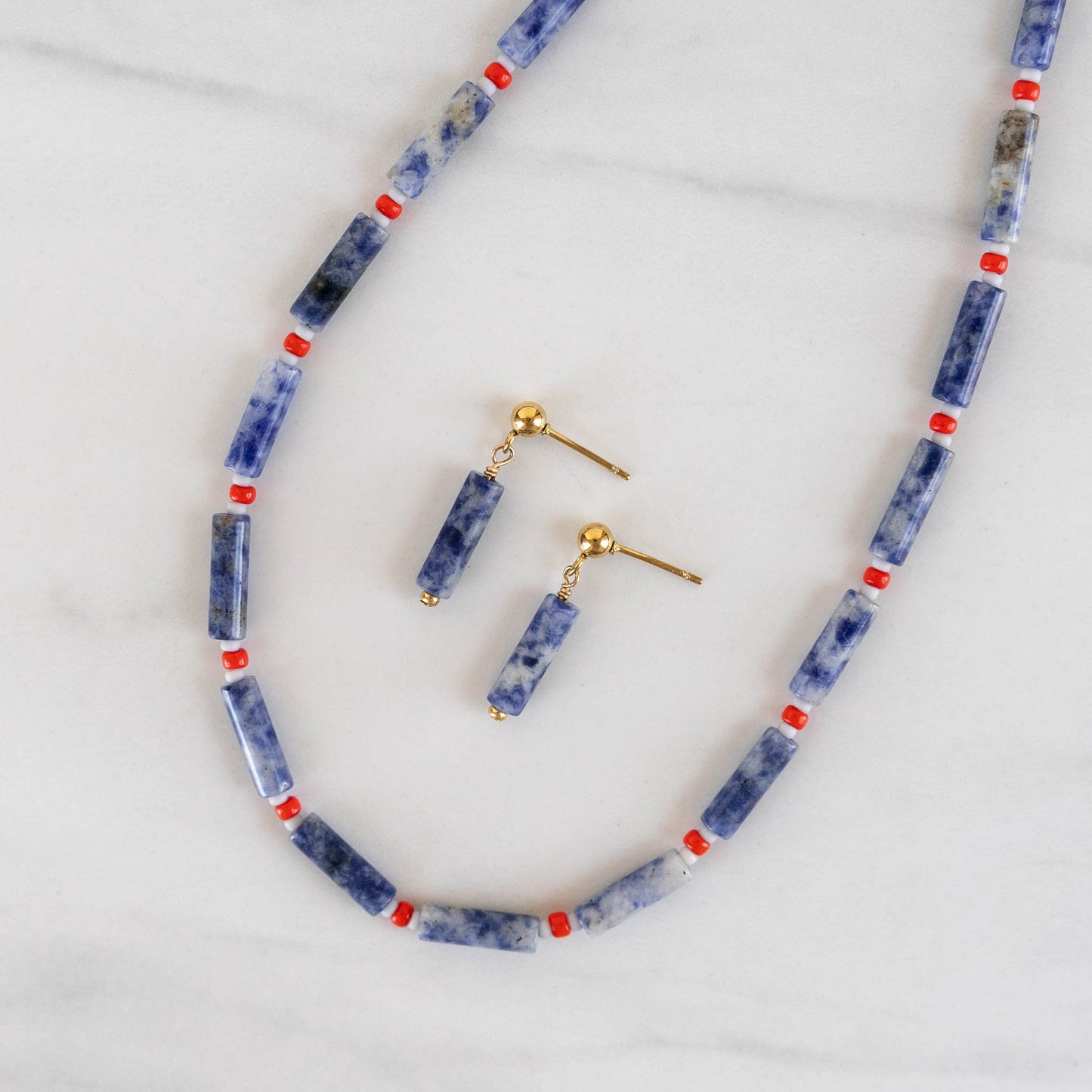 River Beaded Jewelry Set | Matching Necklace & Earrings