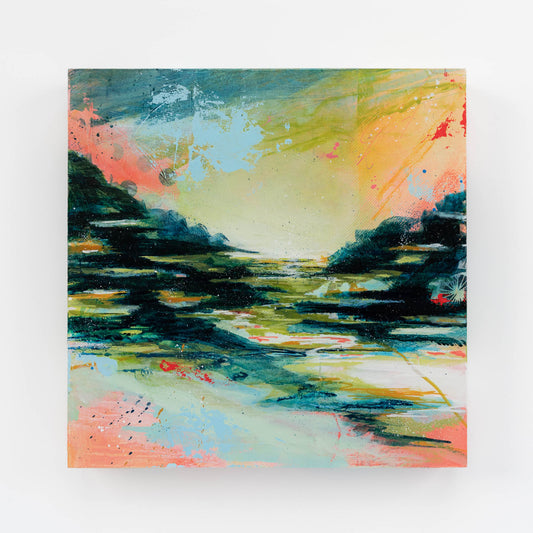 Seaside Waltz | 10x10 Abstract Landscape Painting on Wood Panel