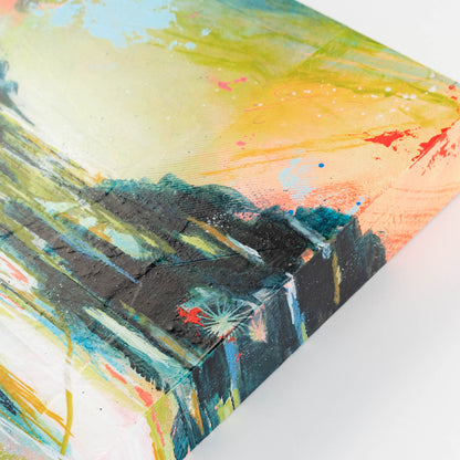 Seaside Waltz | 10x10 Abstract Landscape Painting on Wood Panel