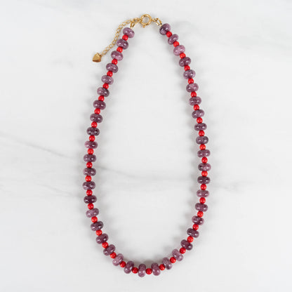 Sienna Necklace | Purple & Red Chunky Beaded Necklace