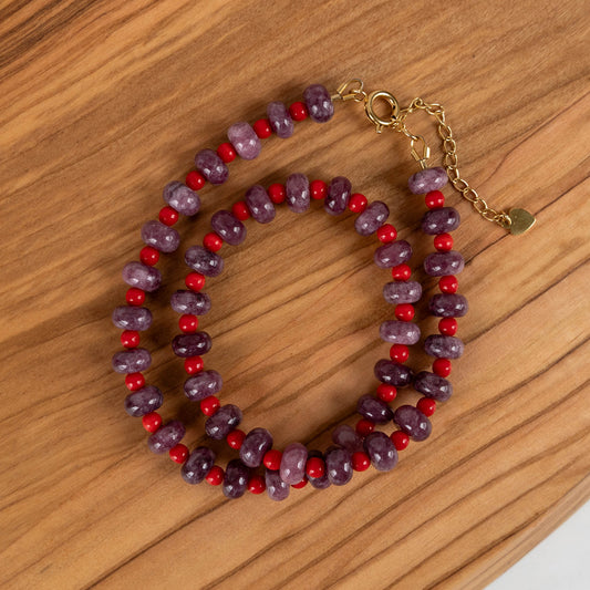 Sienna Necklace | Purple & Red Chunky Beaded Necklace