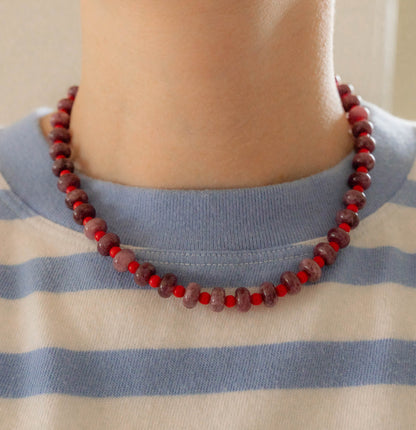 Sienna Necklace | Purple & Red Chunky Beaded Necklace
