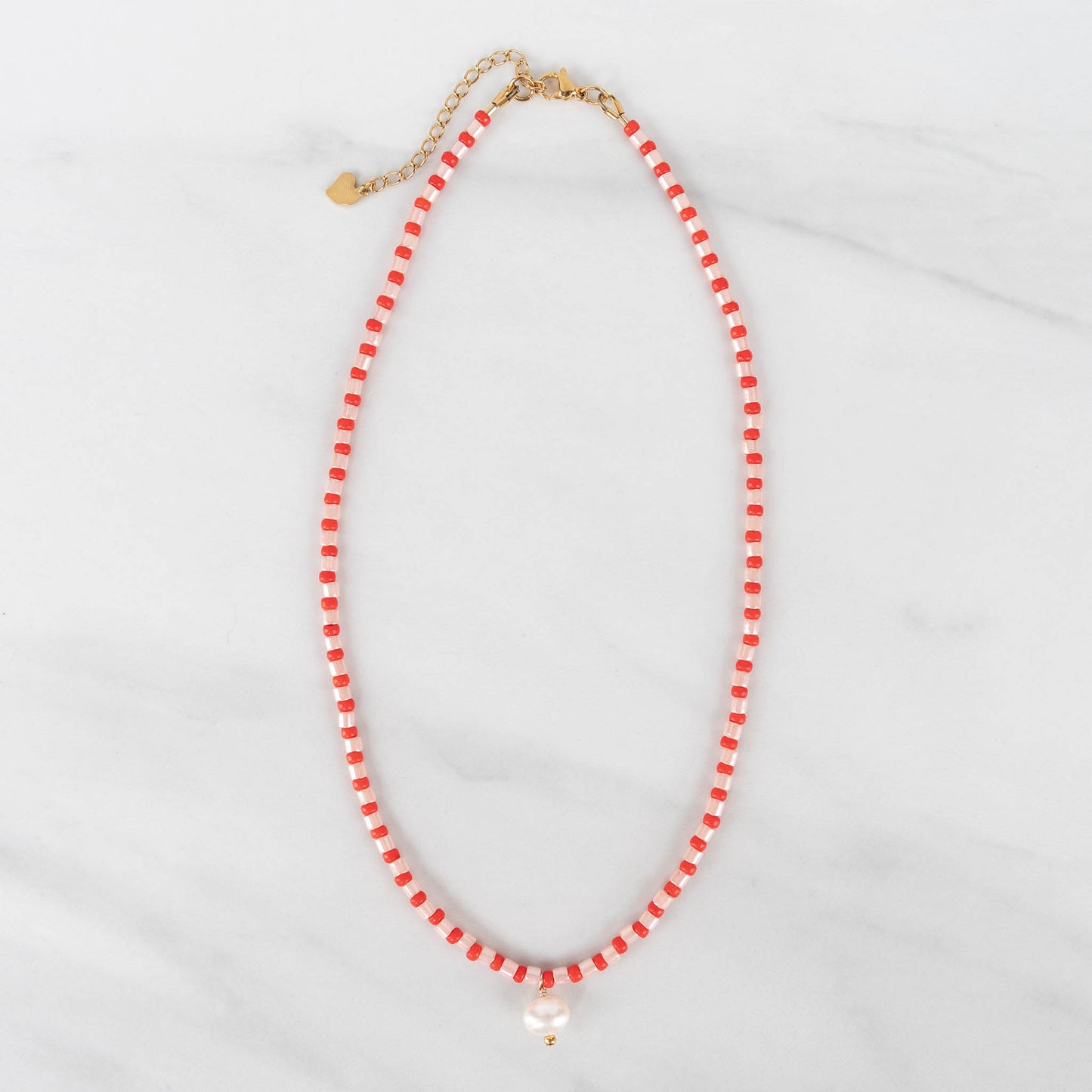 Stella Pendant Necklace | Pink & Red Pearl Drop Necklace