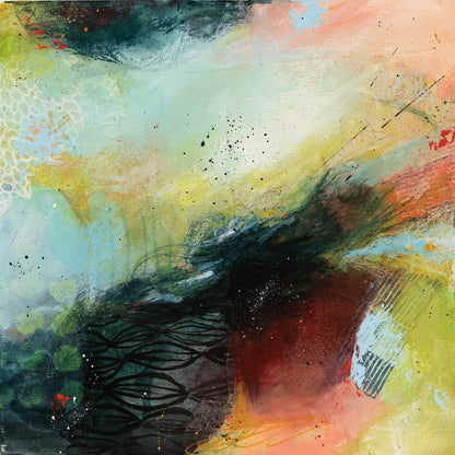 Tidal Currents | 14x14 Abstract Painting on Wood Panel