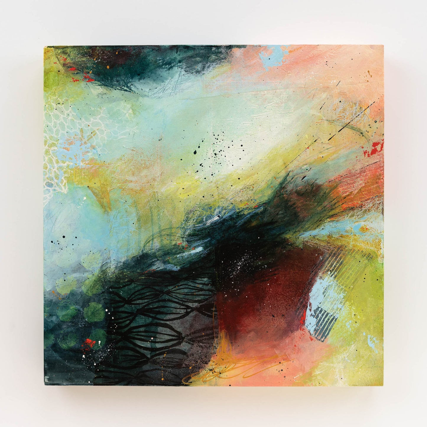 Tidal Currents | 14x14 Abstract Painting on Wood Panel