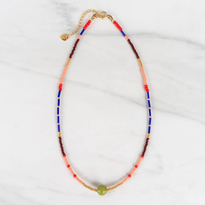 Zinnia Necklace | Colorful Seed Bead Necklace
