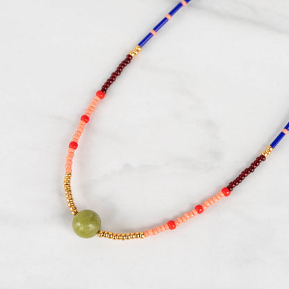 Zinnia Necklace | Colorful Seed Bead Necklace
