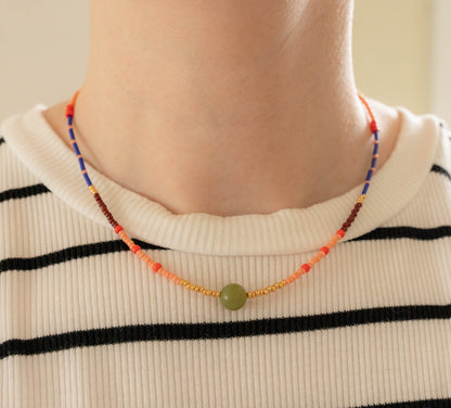 Zinnia Necklace | Colorful Seed Bead Necklace