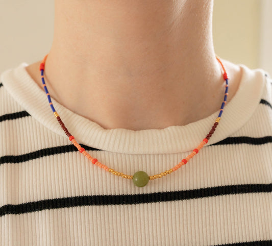 Zinnia Necklace | Colorful Seed Bead Necklace