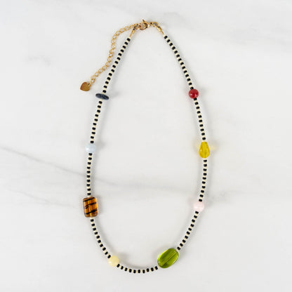 Zoey Necklace | Black & White Seed Bead Necklace