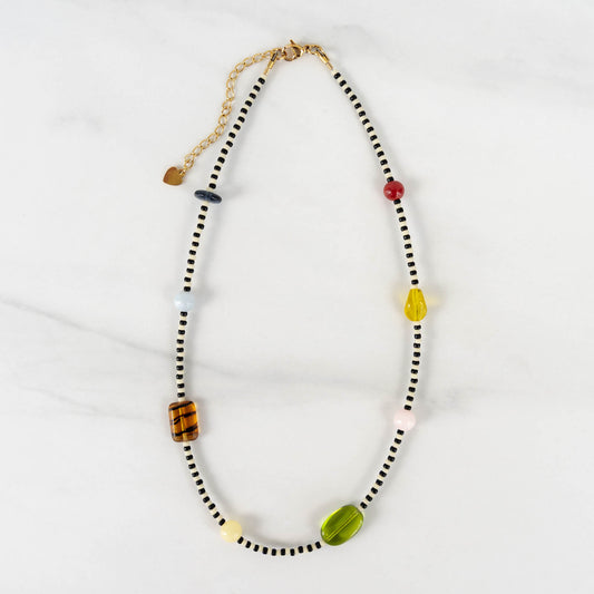 Zoey Necklace | Black & White Seed Bead Necklace