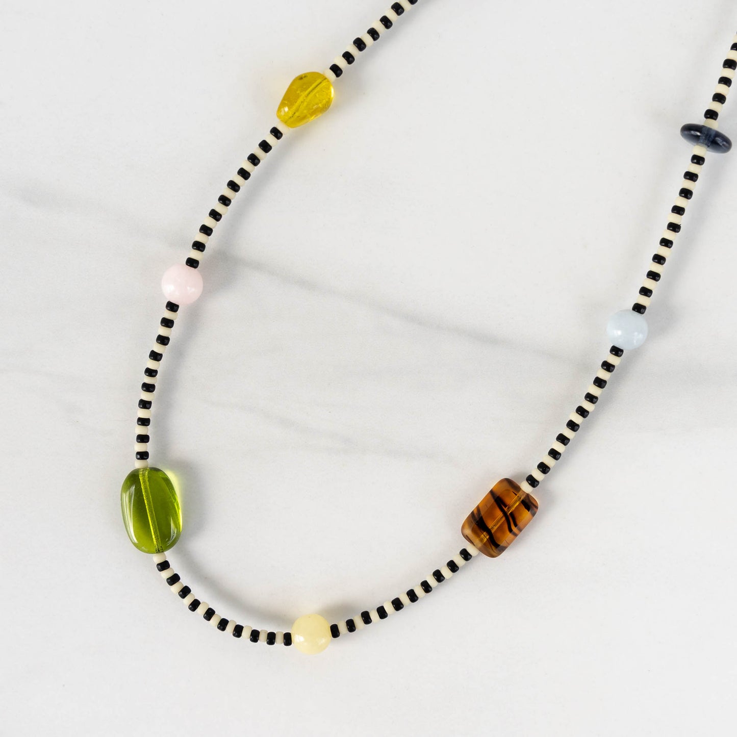 Zoey Necklace | Black & White Seed Bead Necklace