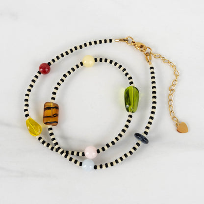 Zoey Necklace | Black & White Seed Bead Necklace